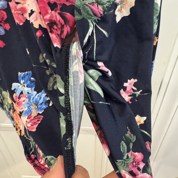 EUC 2xl Navy Floral Sleeveless Top Pink Orange Green Purple Twist Front - Picture 3 of 6
